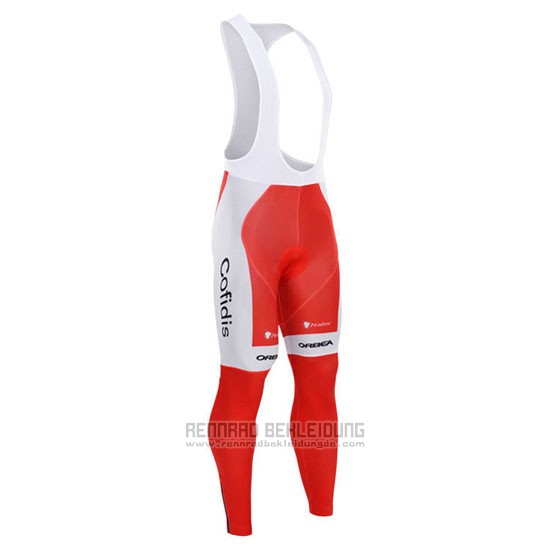 2015 Fahrradbekleidung Cofidis Rot Trikot Langarm und Tragerhose